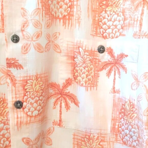 ISLAND SHORES Beach Resort Shirt Men Tropic Button Brown Tan Orange XL - Picture 5 of 6